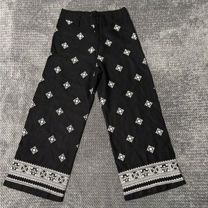 Elie Tahari Black Wide-Leg Embroidered  Pants Size 6